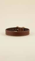 Espresso leather designer dog collar