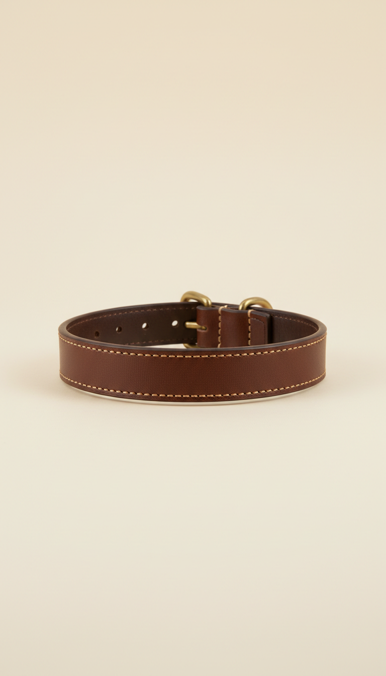 Espresso leather designer dog collar